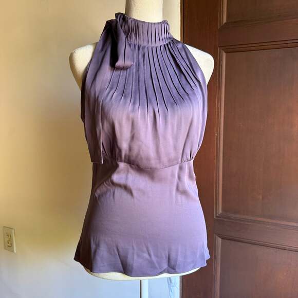 Elie Tahari Tops - ELIE TAHARI | Lavender Purple Stretch Silk Halter style High Neck Top Small